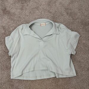 Altar'd State Cropped Collared Top - Sage